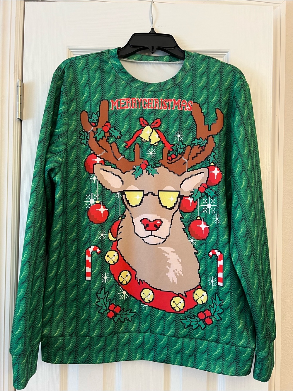 Green Christmas Reindeer Sweater - Men's Festive Pullover